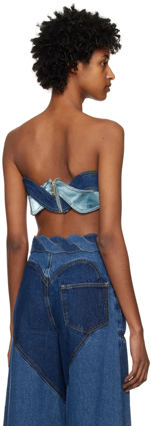 Denim Patchwork-Design Top
