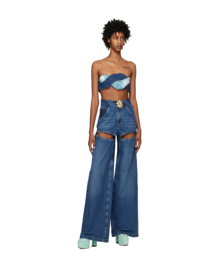 Denim Patchwork-Design Top