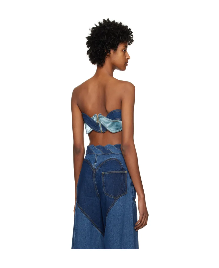 Denim Patchwork-Design Top