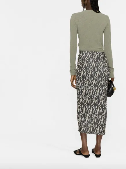 Twist-Front Printed Sarong Skirt