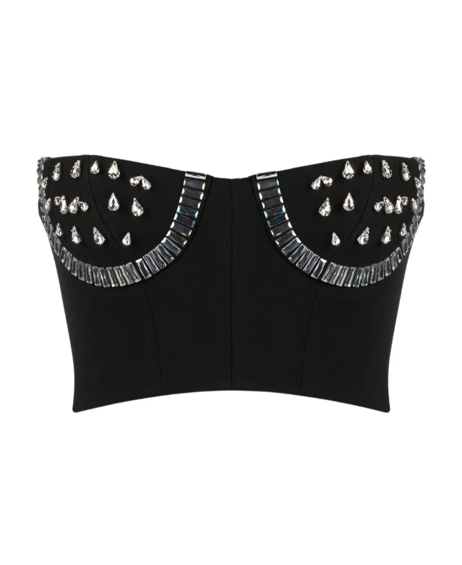 Area Embellished Cropped Bustier Top