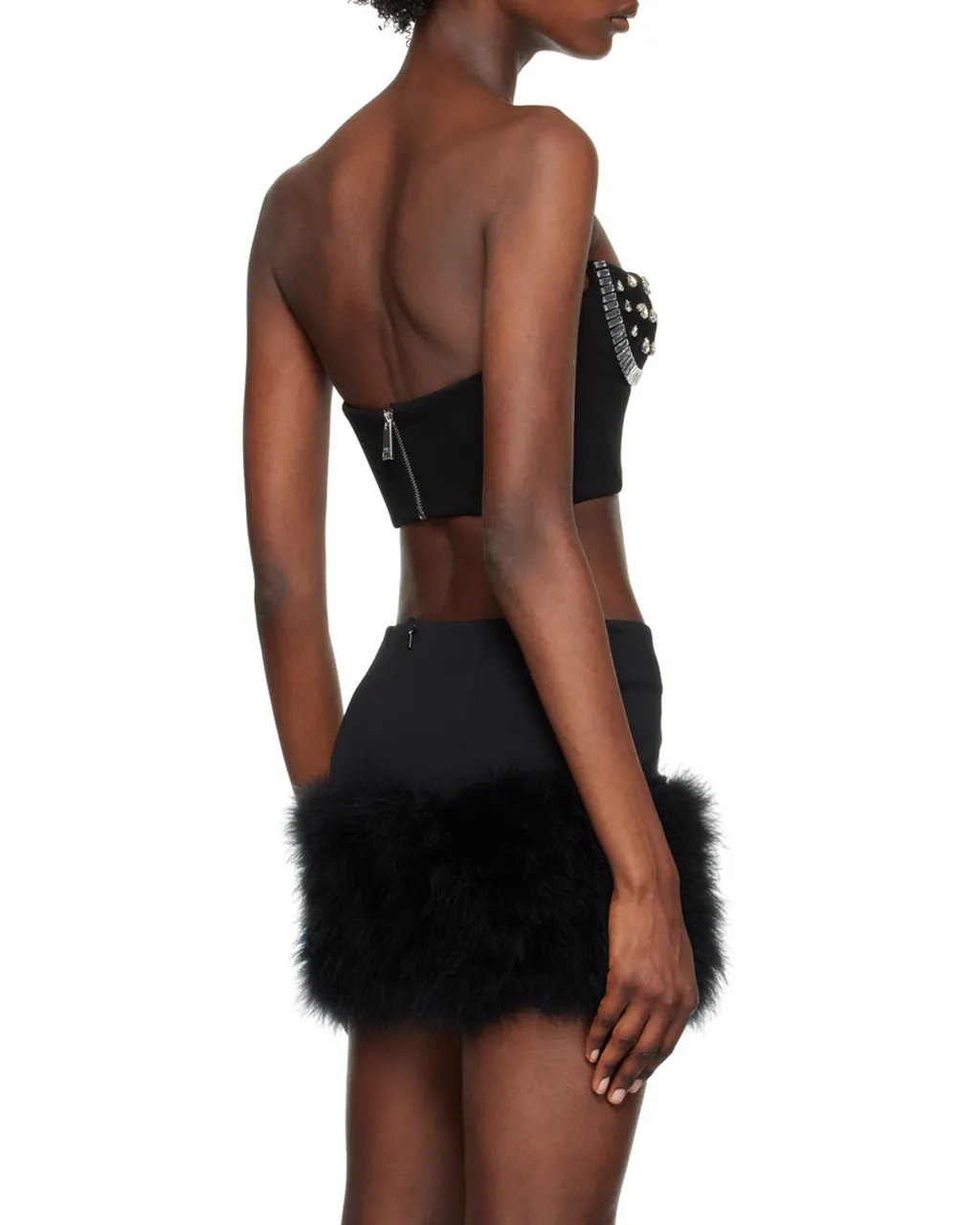 Area Embellished Cropped Bustier Top