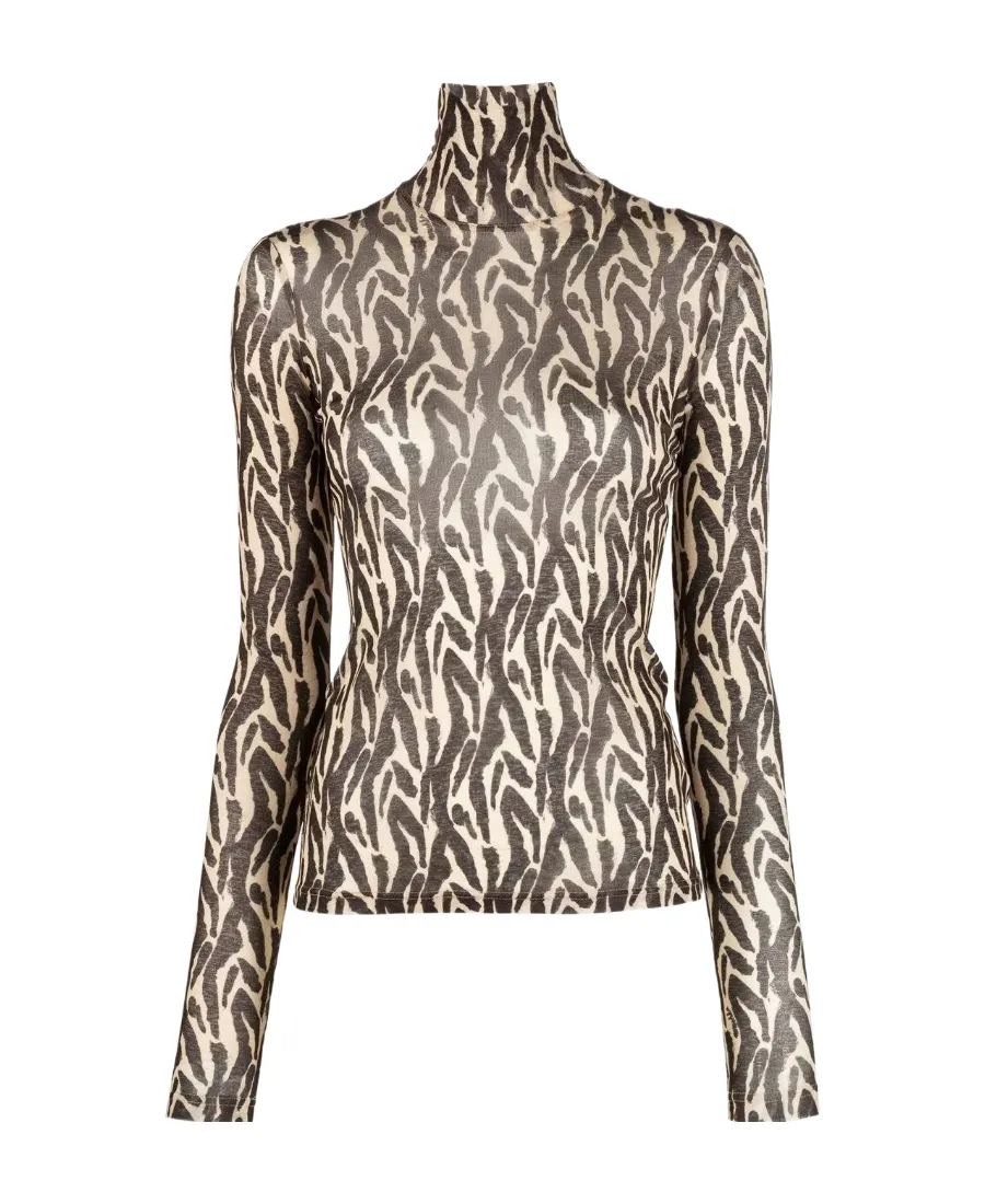 Graphic-Print Roll-Neck Top