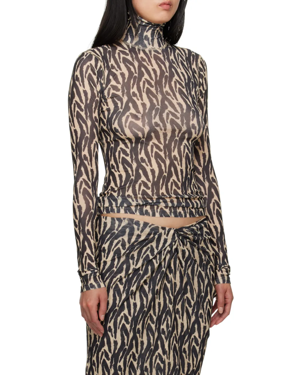 Graphic-Print Roll-Neck Top