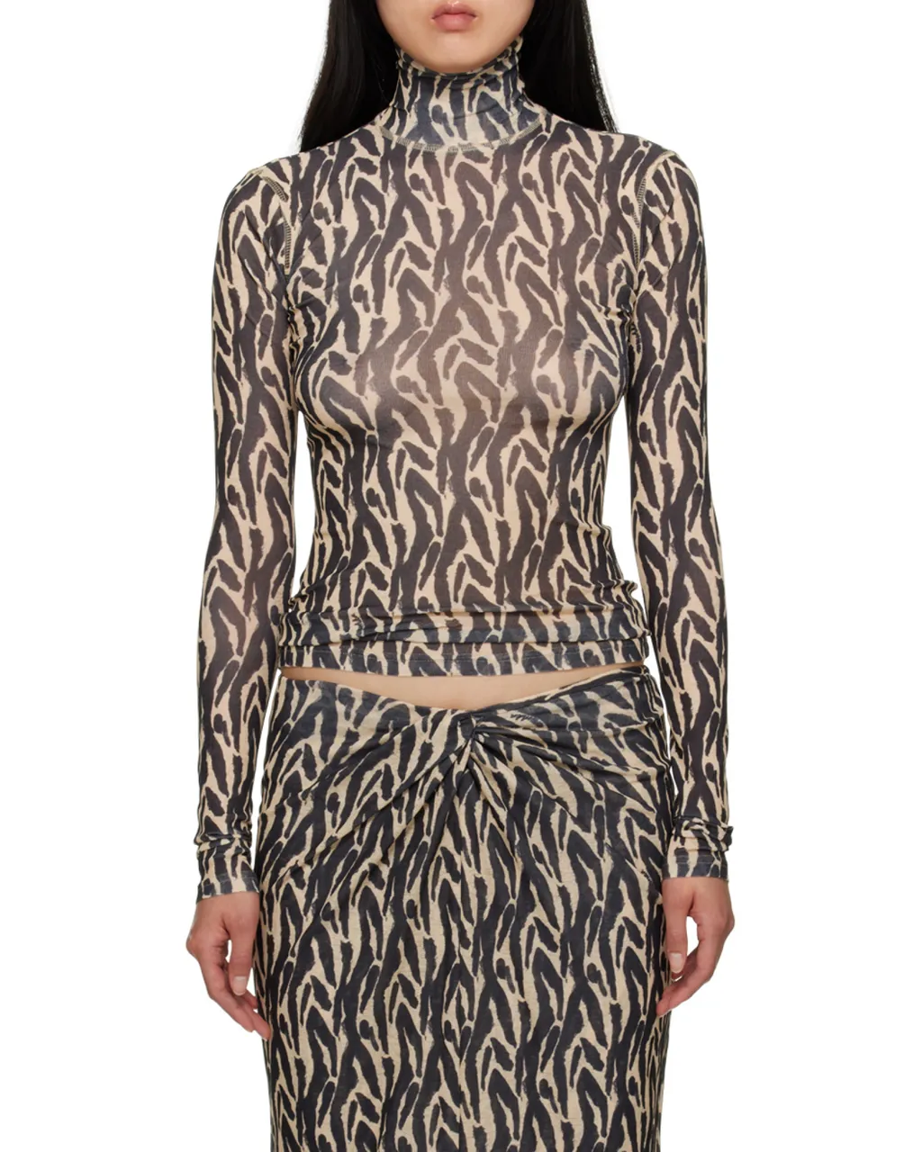 Graphic-Print Roll-Neck Top
