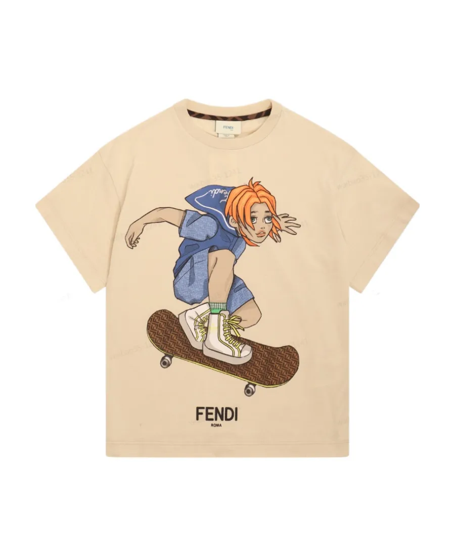 Fendi Kids Graphic Printed Crewneck T-Shirt