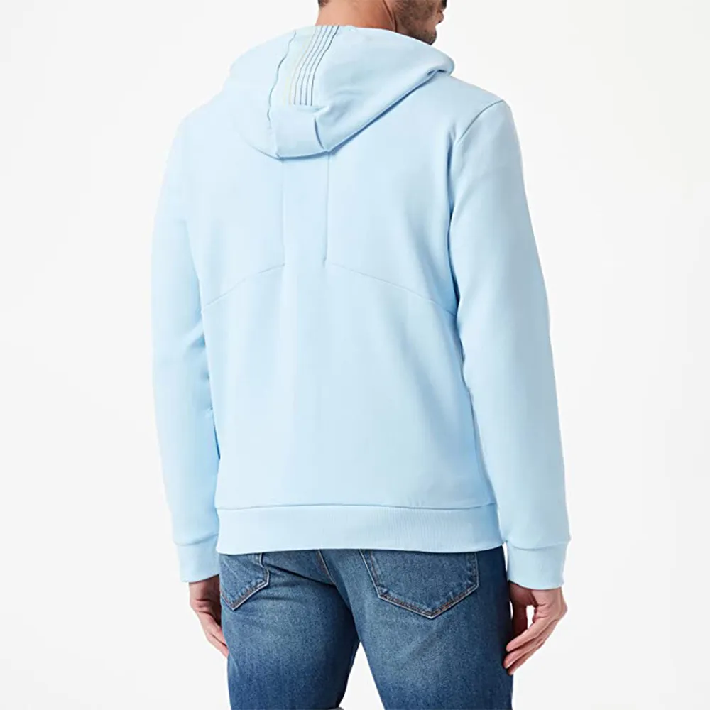 Logo Embroidered Zipper Hooded Casual Coat
