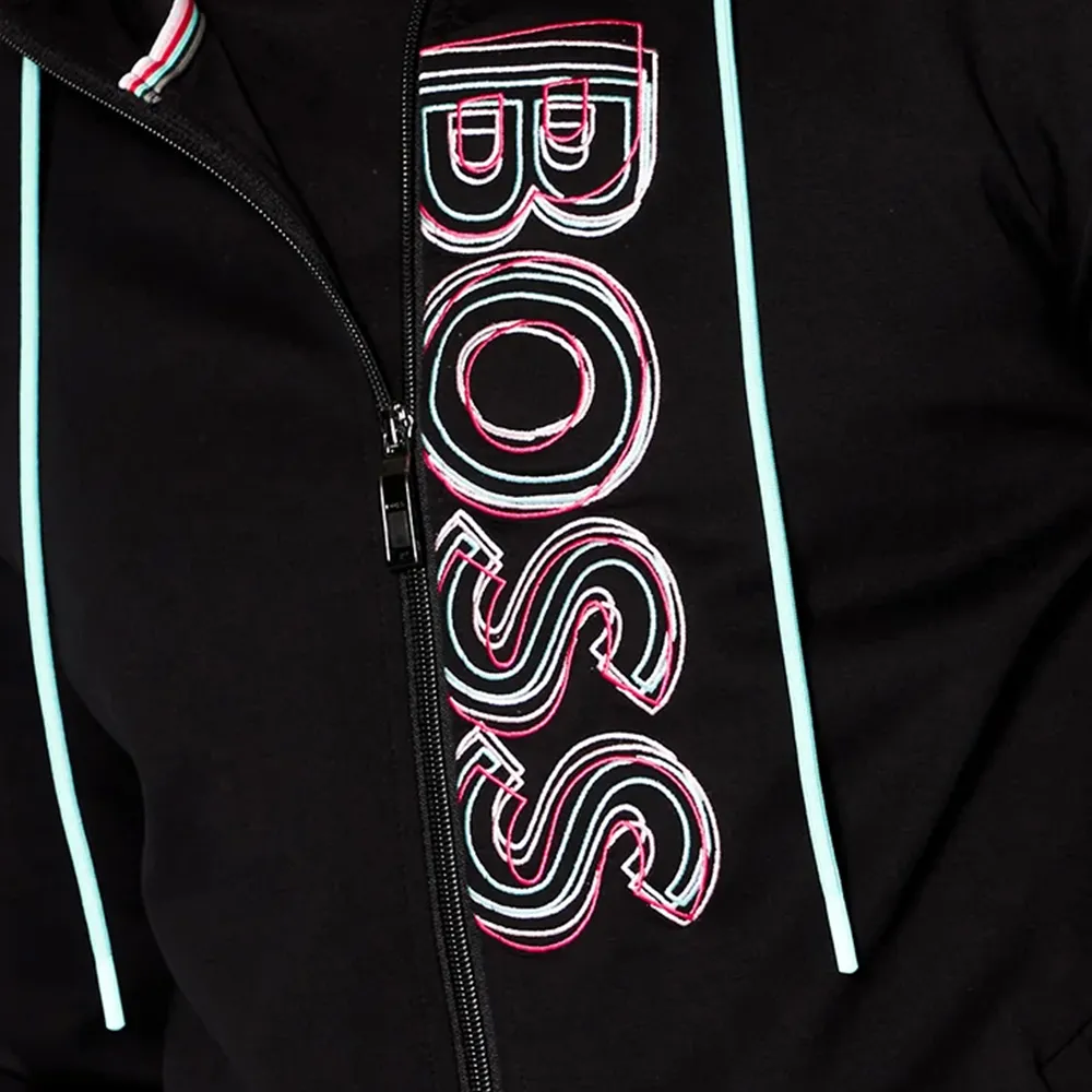 Logo Zipper Hooded Casual Coat