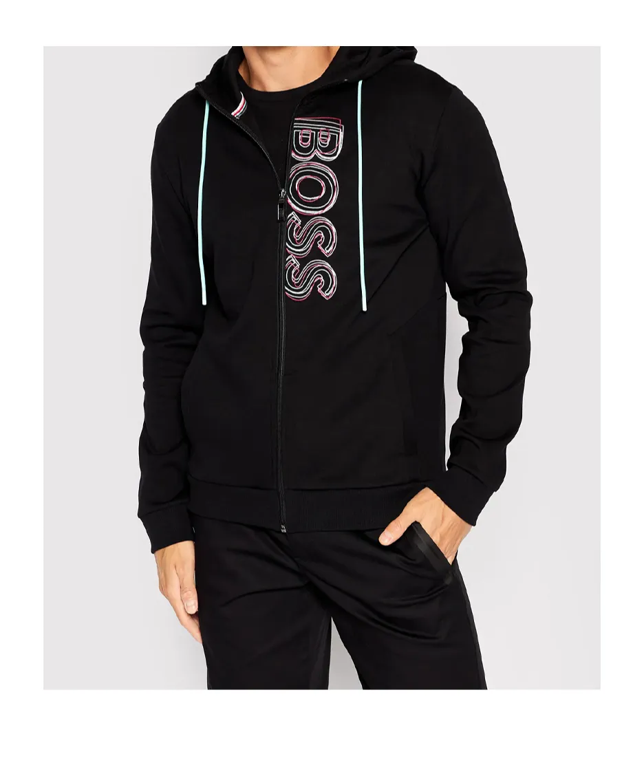 Logo Zipper Hooded Casual Coat