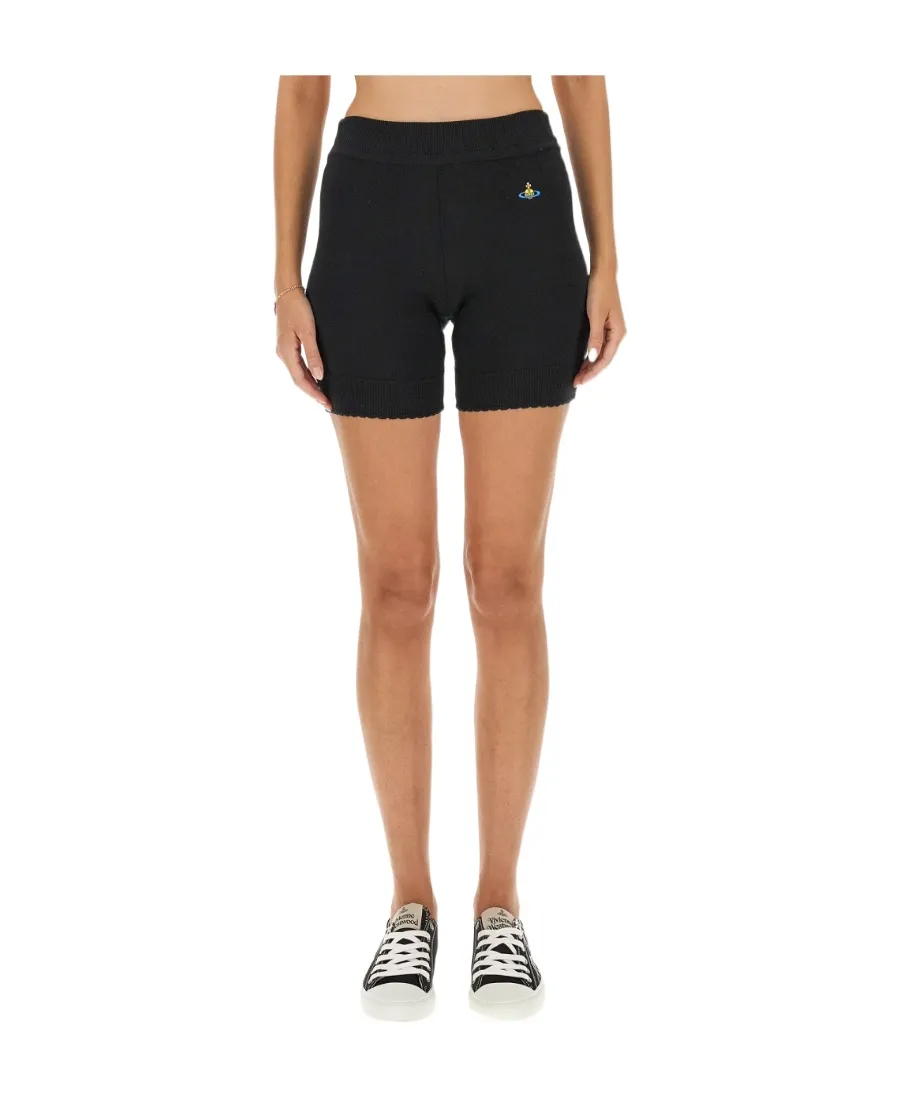 Embroidered-Logo Ribbed-Knit Shorts