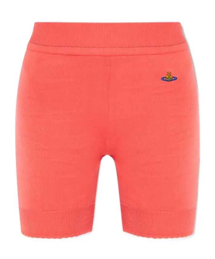 Vivienne Westwood Logo Embroidered Ribbed-Knit Stretch Shorts