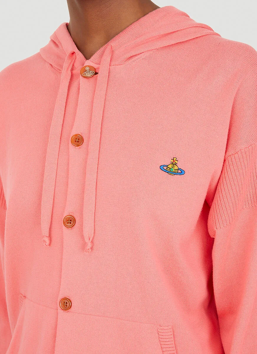 Vivienne Westwood Orb Embroidered Hooded Knitted Cardigan