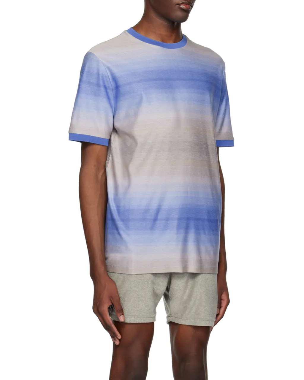 Stripe-Pattern Cotton T-Shirt