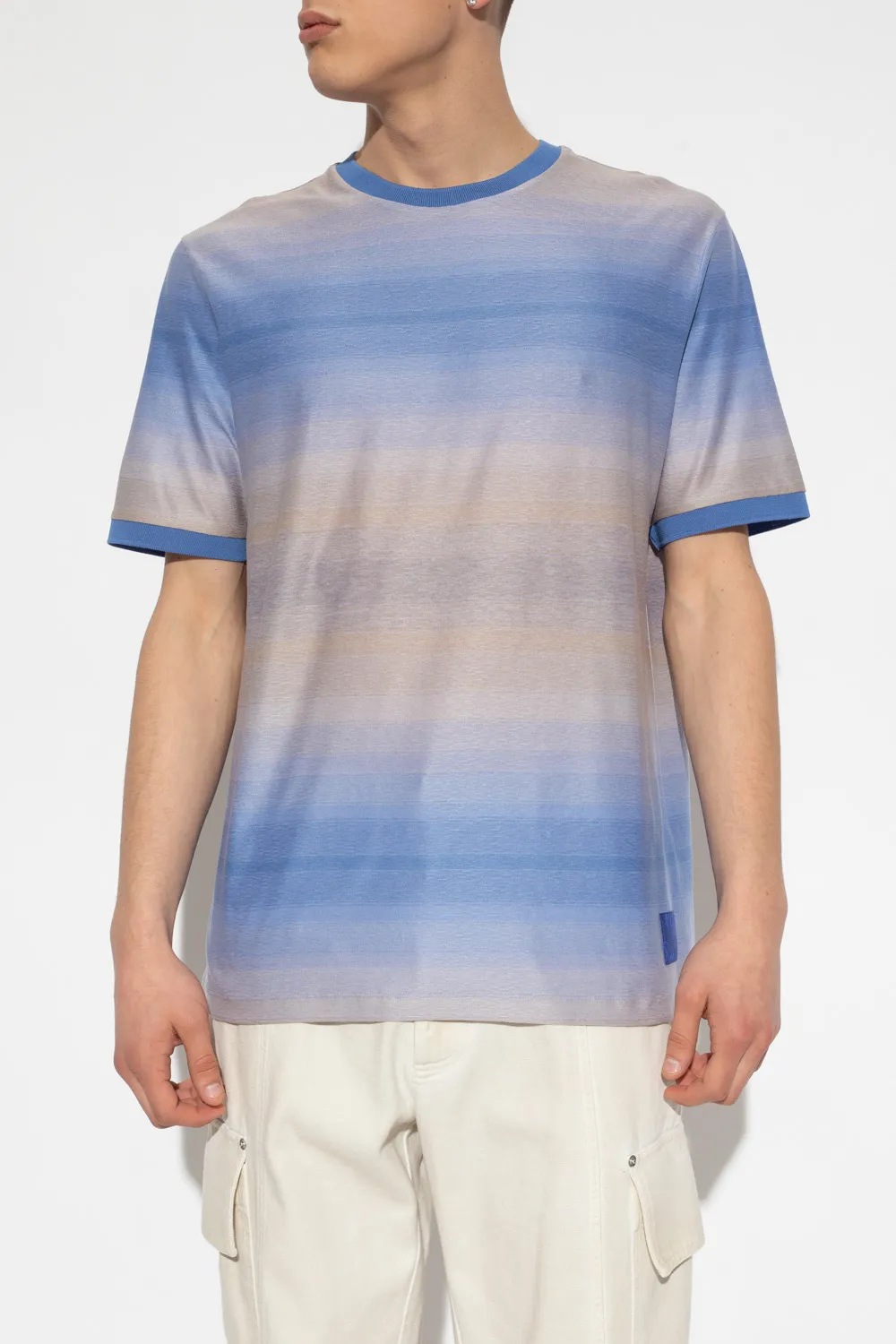 Stripe-Pattern Cotton T-Shirt