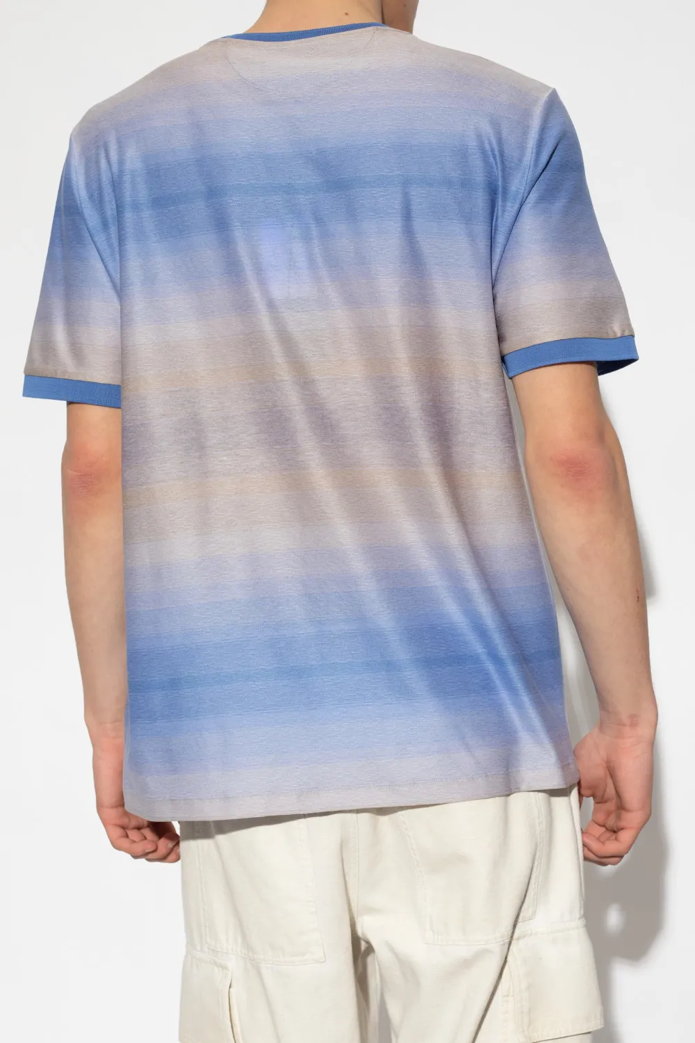 Stripe-Pattern Cotton T-Shirt
