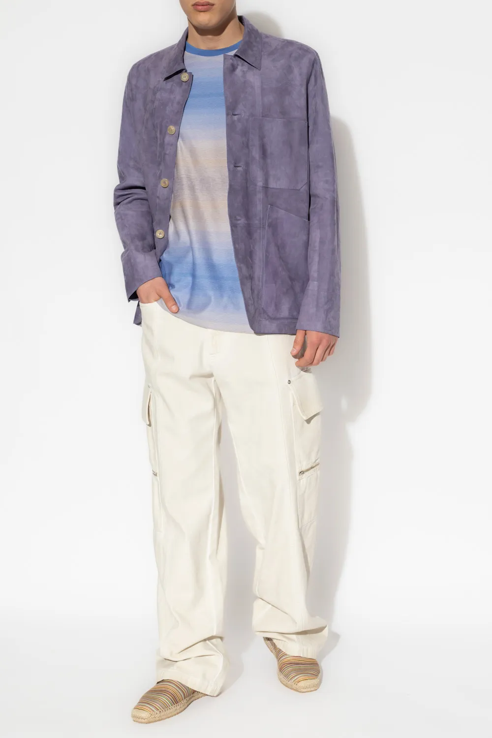 Stripe-Pattern Cotton T-Shirt