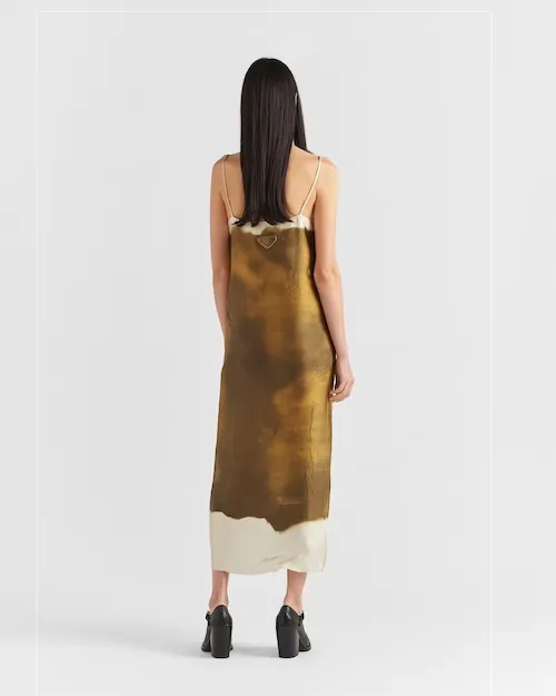 Prada Tie-Dyed Printed Shift Maxi Dress