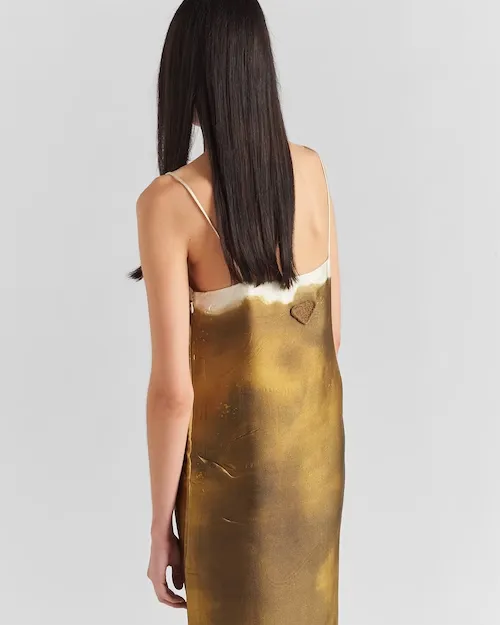 Prada Tie-Dyed Printed Shift Maxi Dress