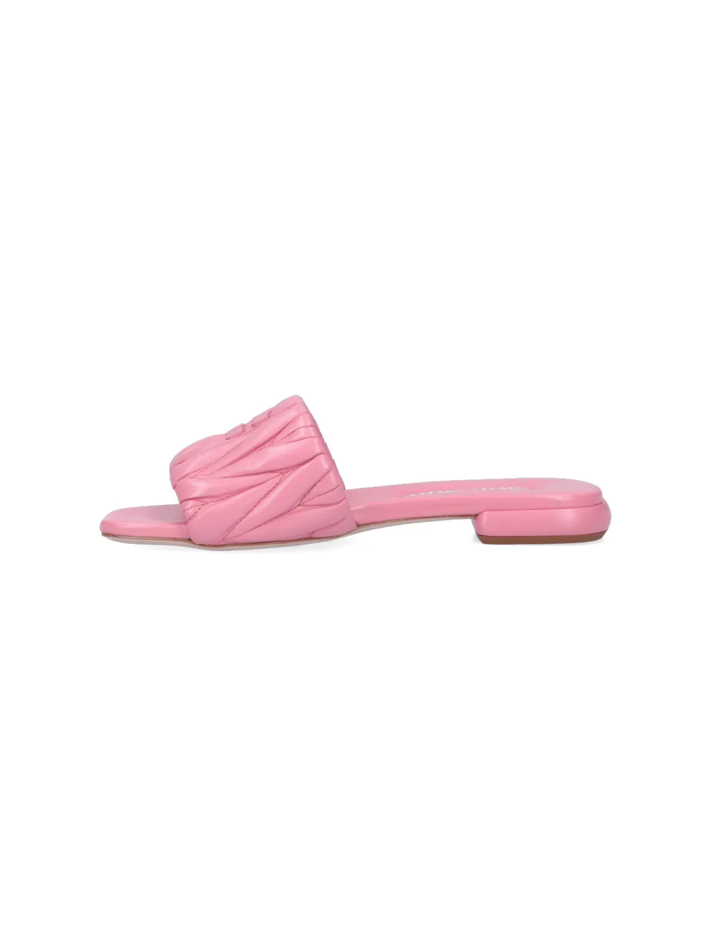 Miu Miu Logo Matelassé Slip-On Sandals