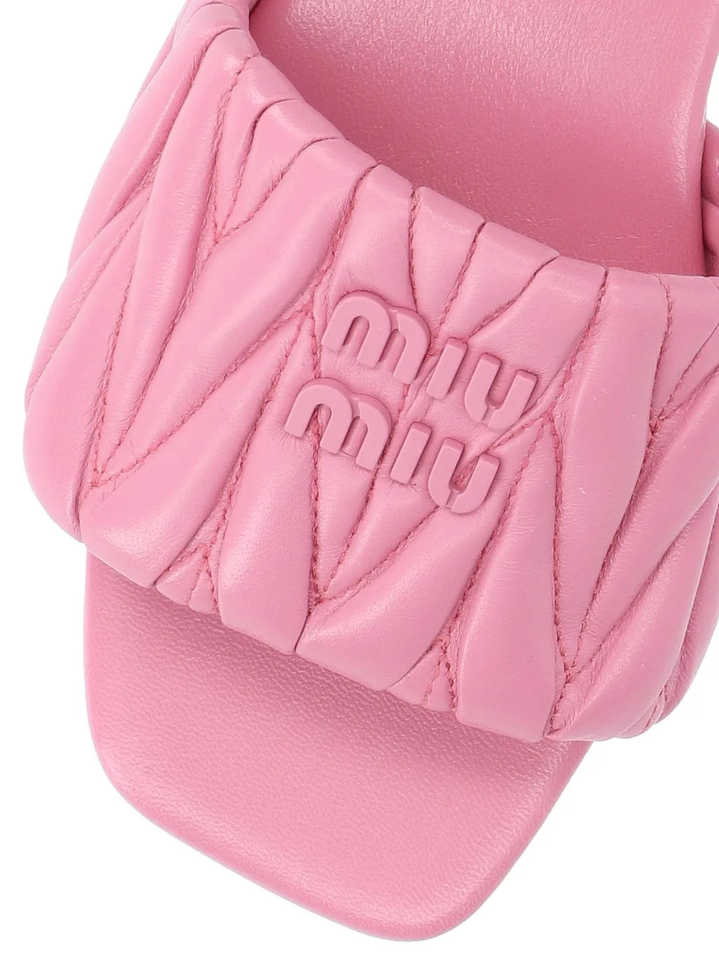 Miu Miu Logo Matelassé Slip-On Sandals