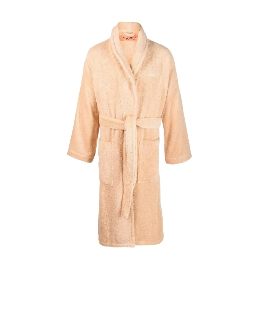 Off-White Belted Long-Sleeved Bathrobe