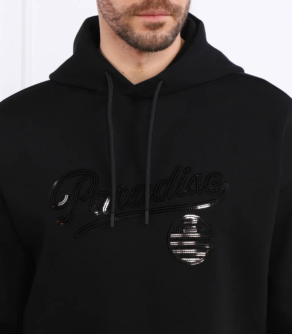 Sequin-Embellished Drawstring Hoodie