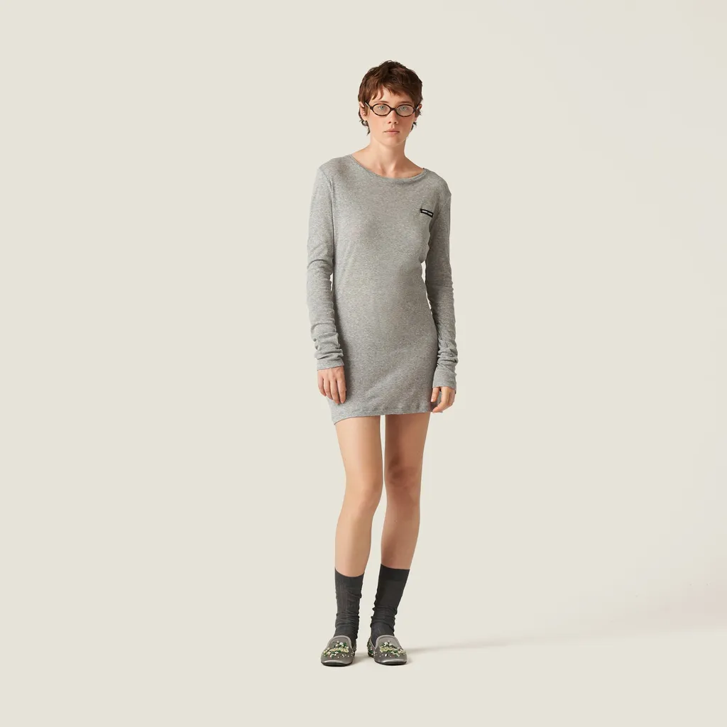 Ribbed Knit Jersey Dress