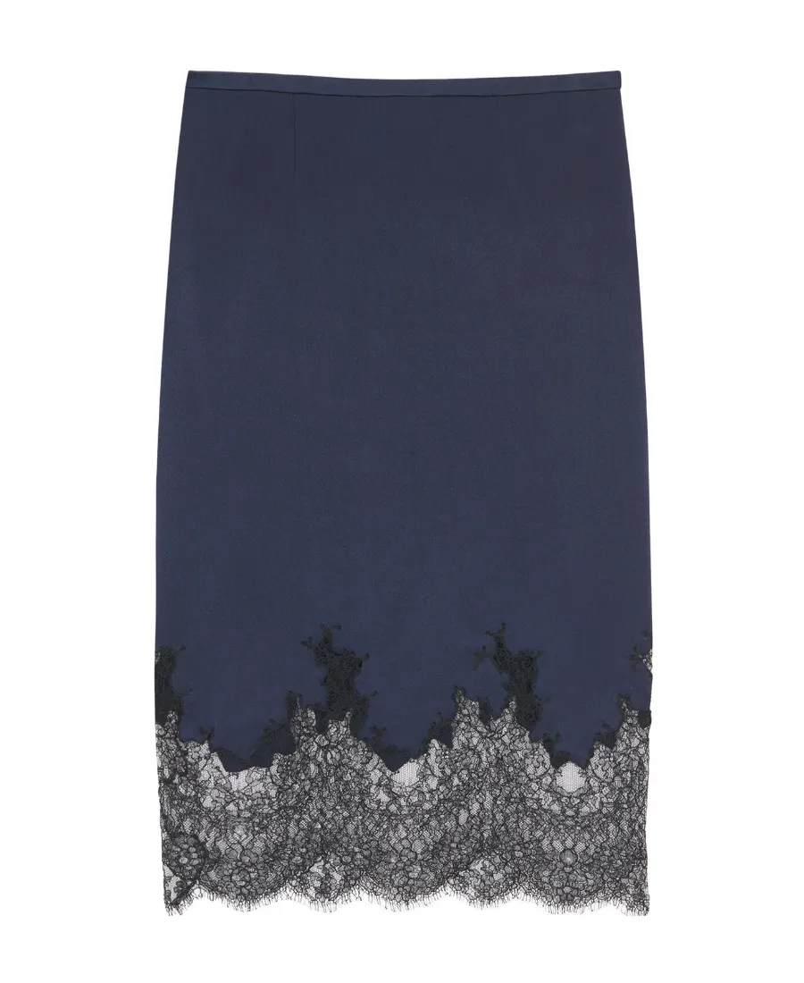 Saint Laurent Lace Detailed Midi Skirt
