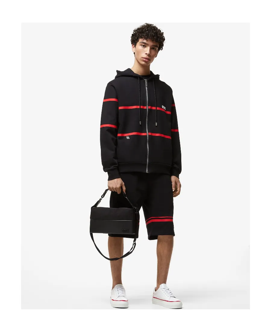 Stripe-Print Zip-Up Hoodie