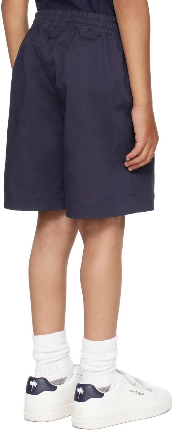 Palm Angels Kids Logo Printed High Waist Shorts