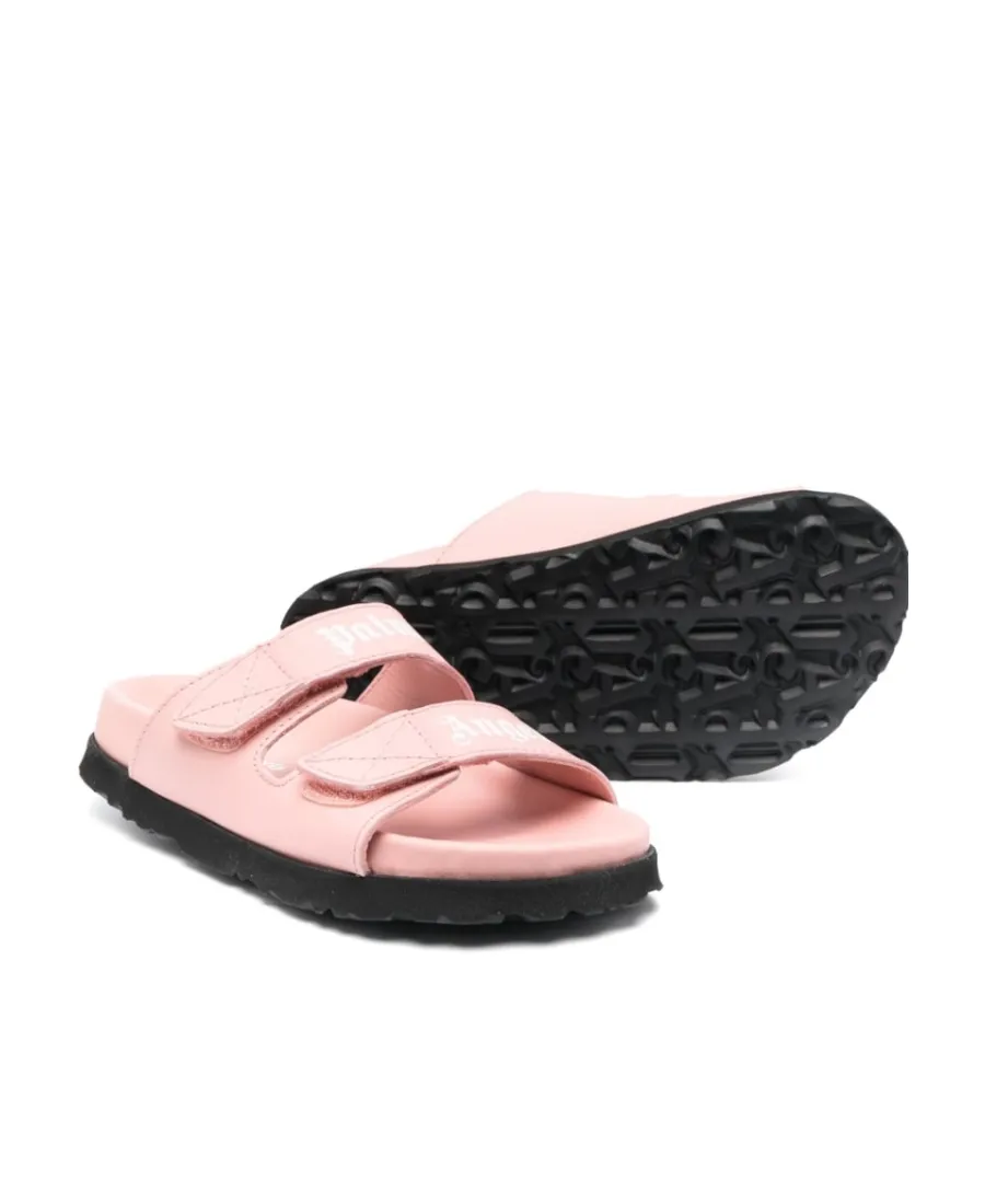 Palm Angels Kids Logo Printed Touch-Strap Fastened Sandals