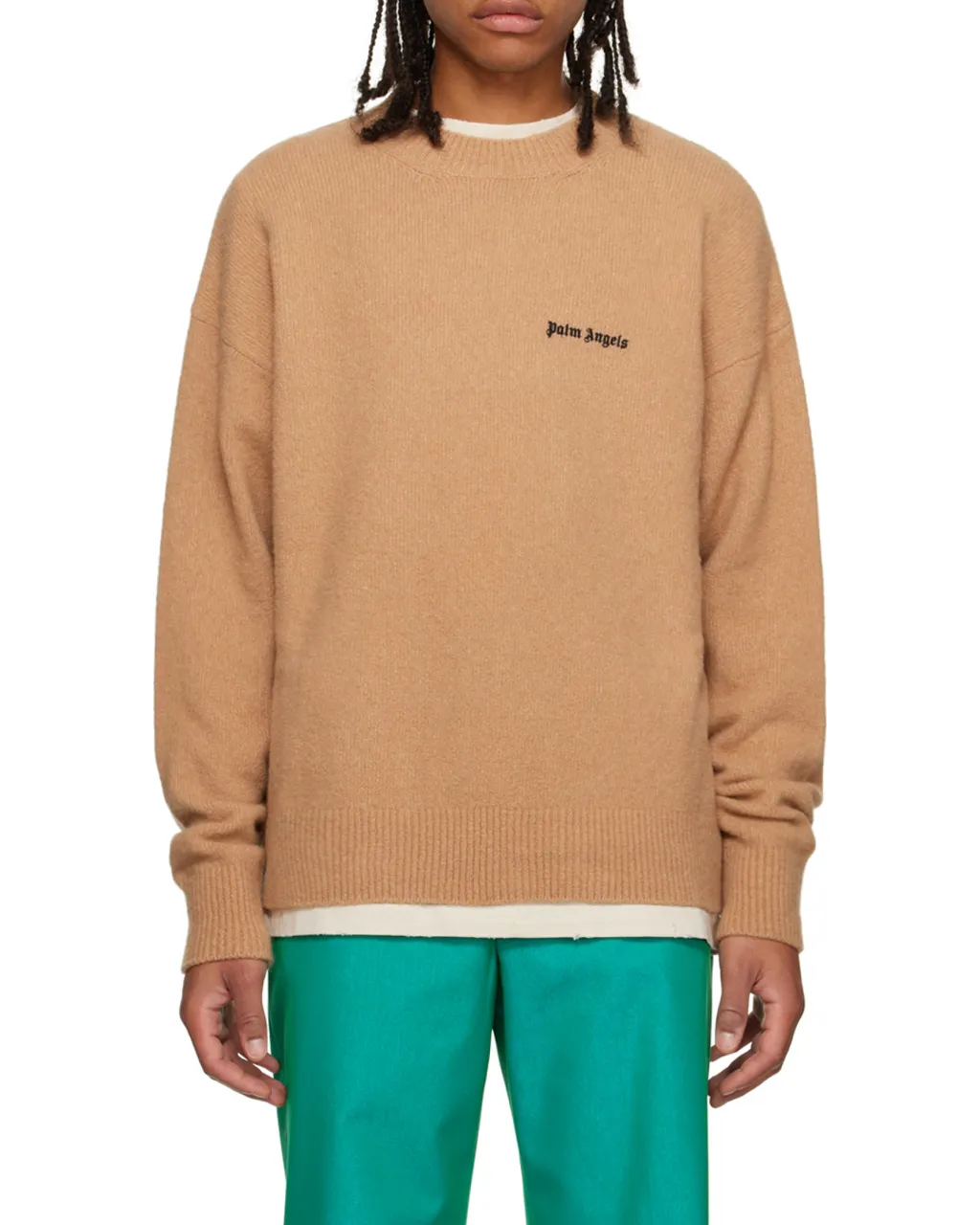 Palm Angels Logo Embroidered Knitted Jumper