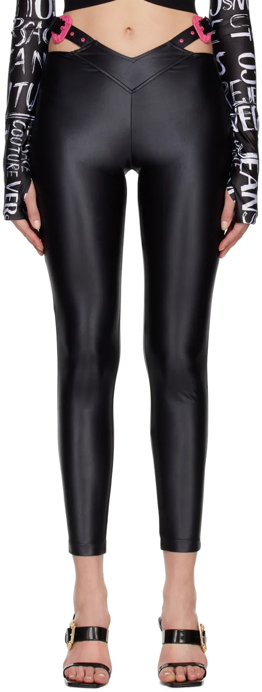 Polished-Finish Buckle-Detail Leggings