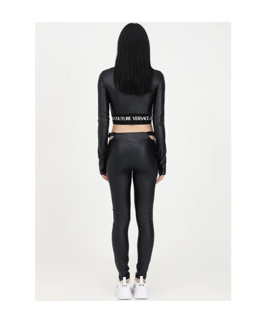 Polished-Finish Buckle-Detail Leggings