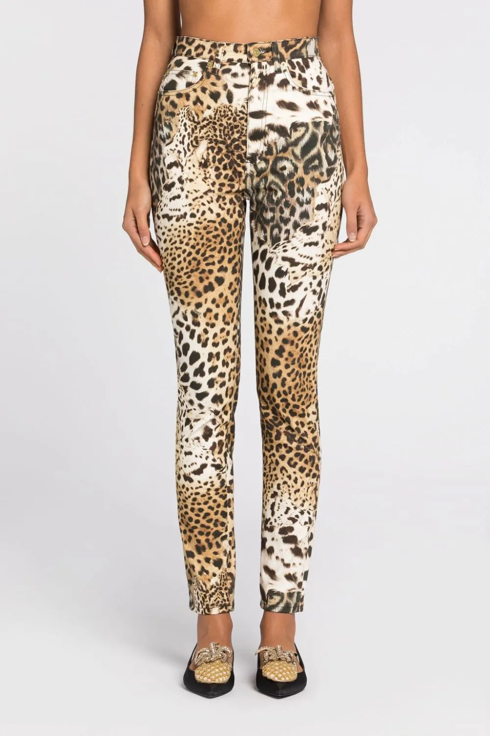 Leopard-Print Tapered-Leg Trousers