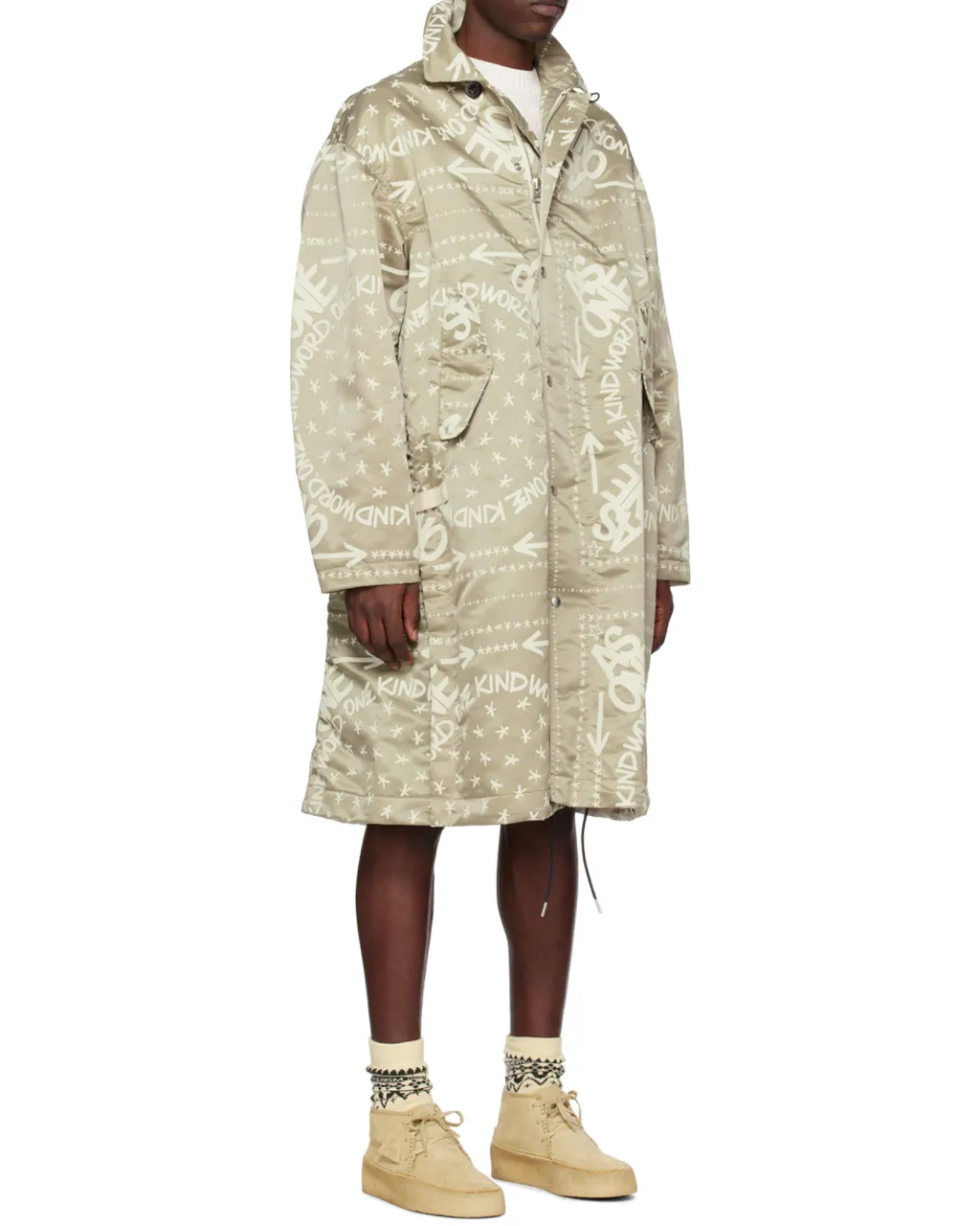 Bandana Print Snap Zipper Coat