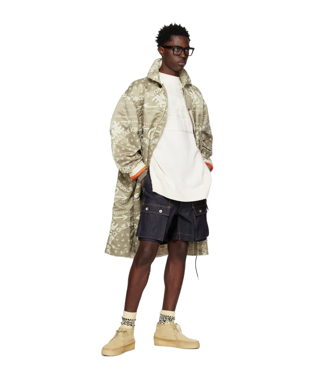 Bandana Print Snap Zipper Coat