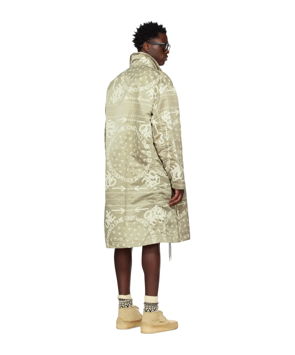 Bandana Print Snap Zipper Coat