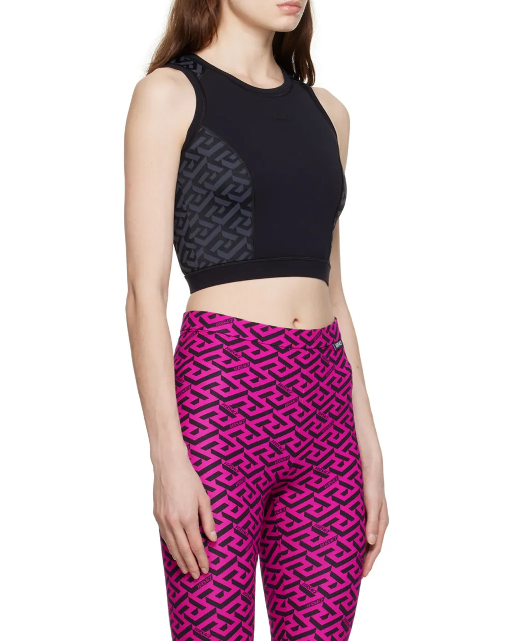 Black Greca Print Vest Top