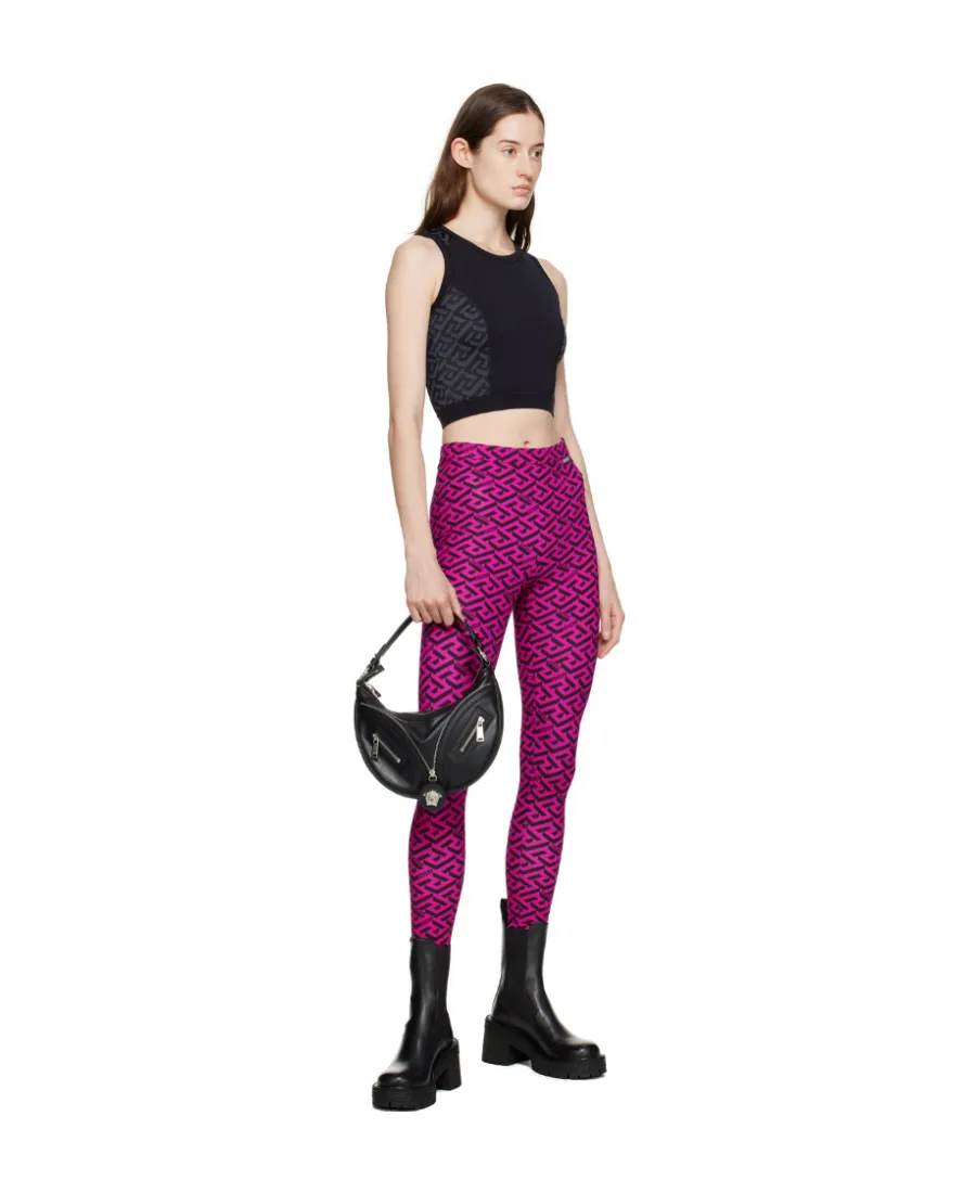Black Greca Print Vest Top