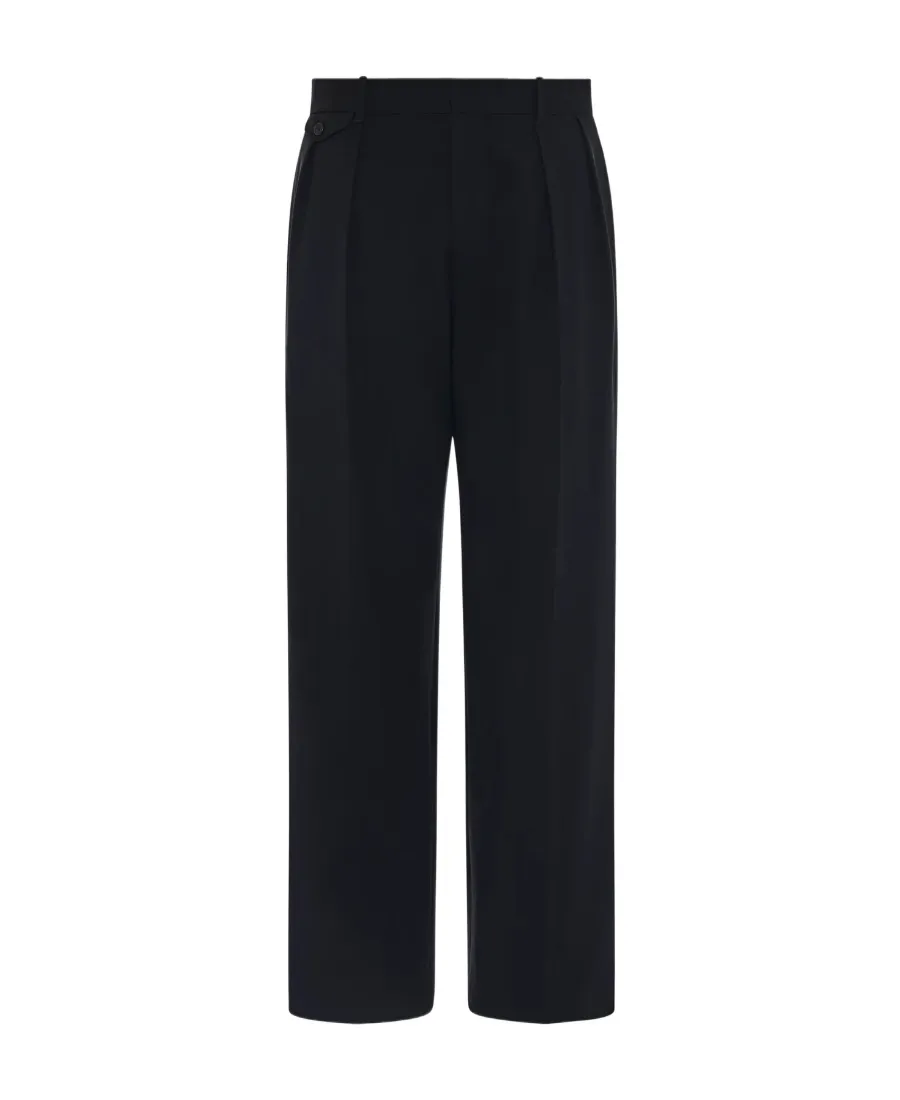 Pleated Straight-Leg Tailored Trousers