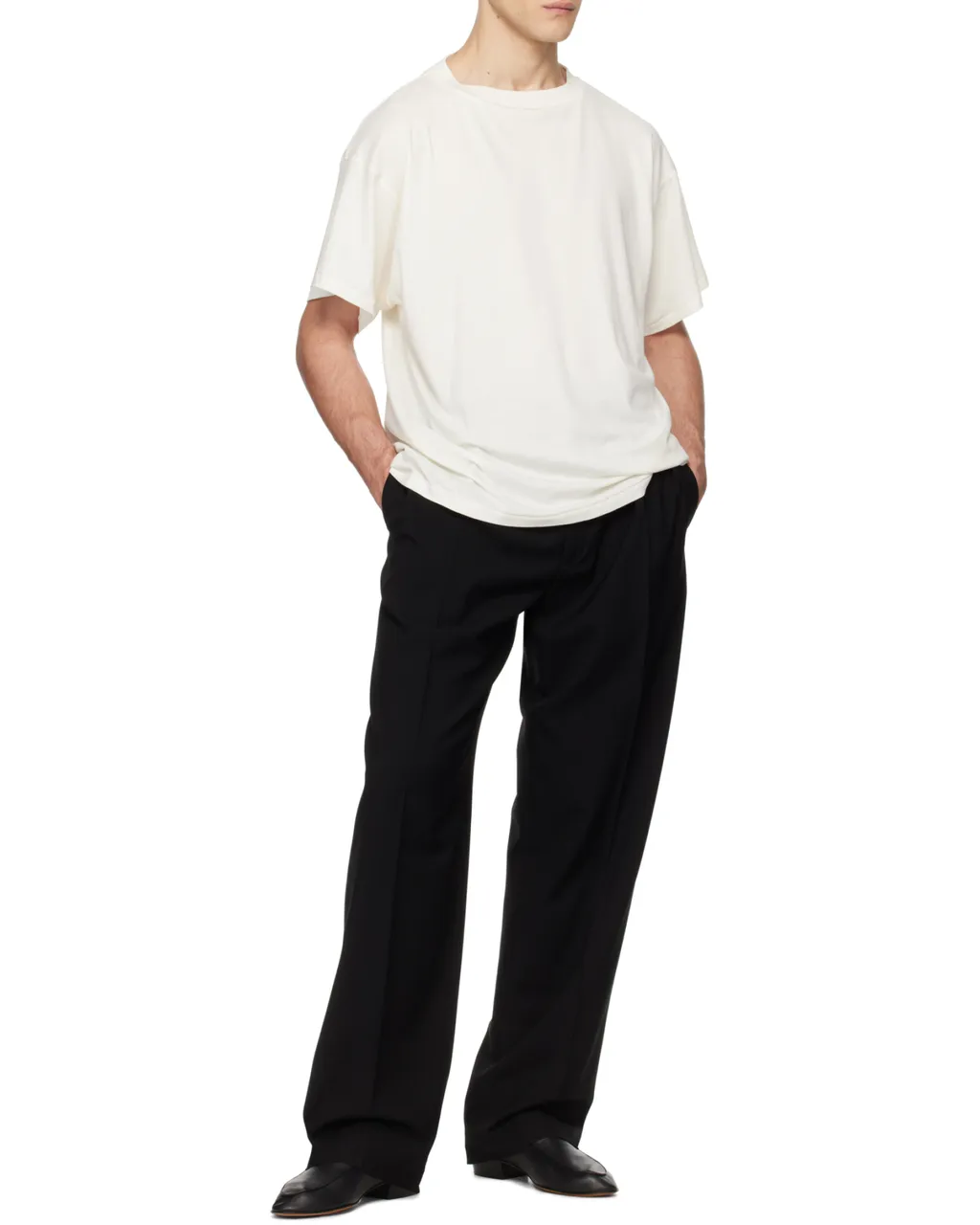 Pleated Straight-Leg Tailored Trousers