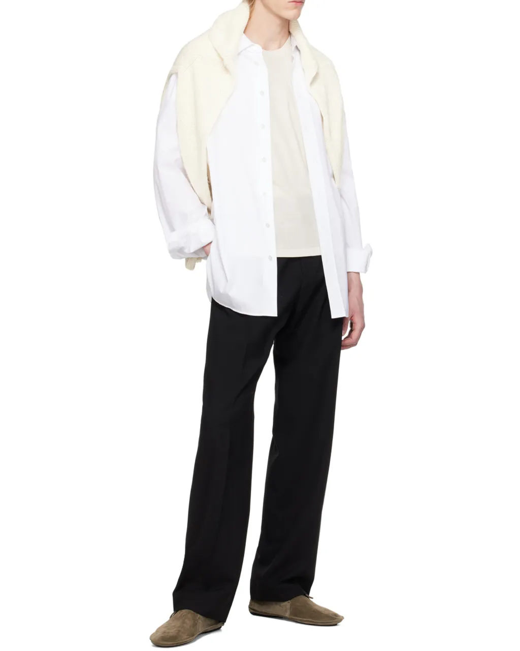 Pleated Straight-Leg Tailored Trousers