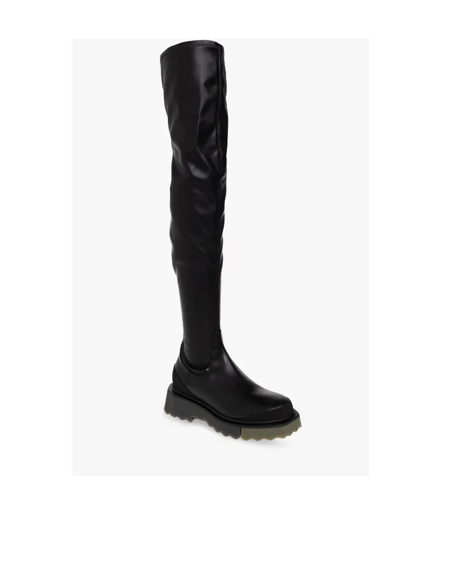 Off-White Round Toe Knee-Length Boots