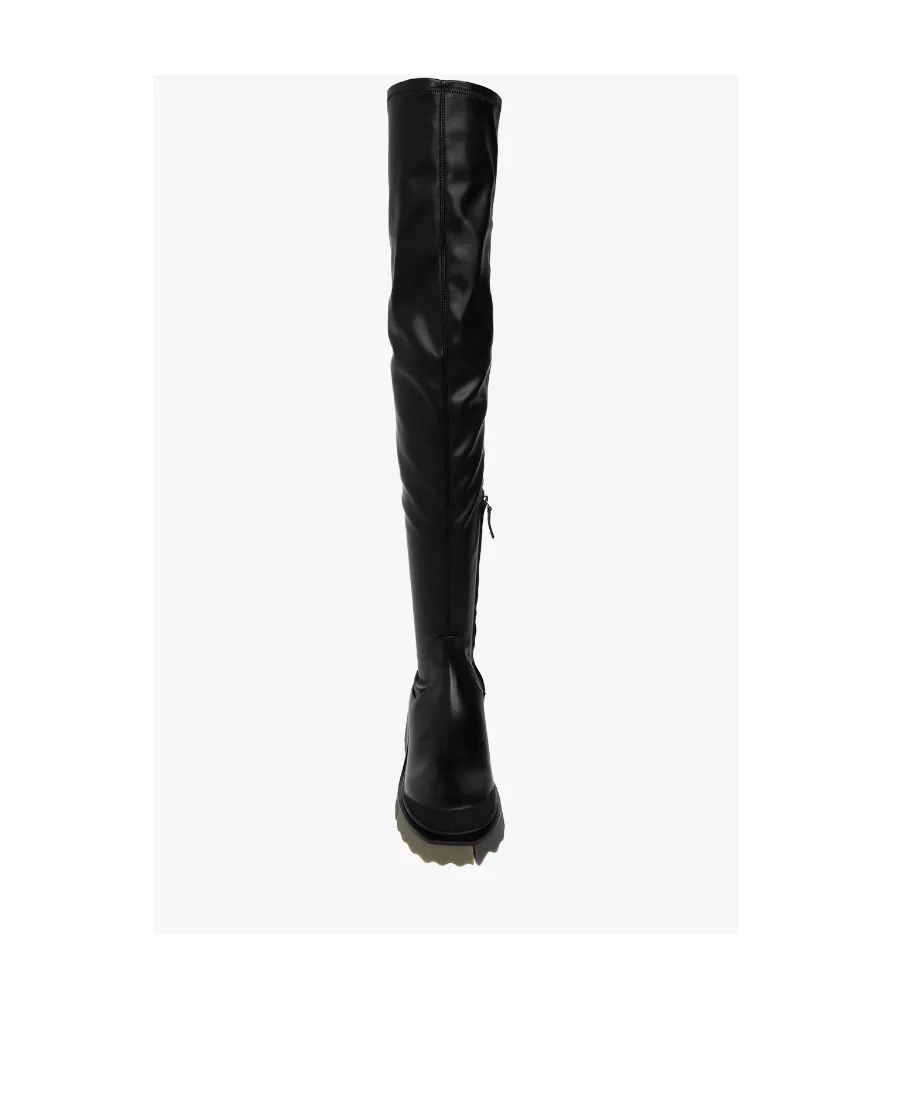 Off-White Round Toe Knee-Length Boots
