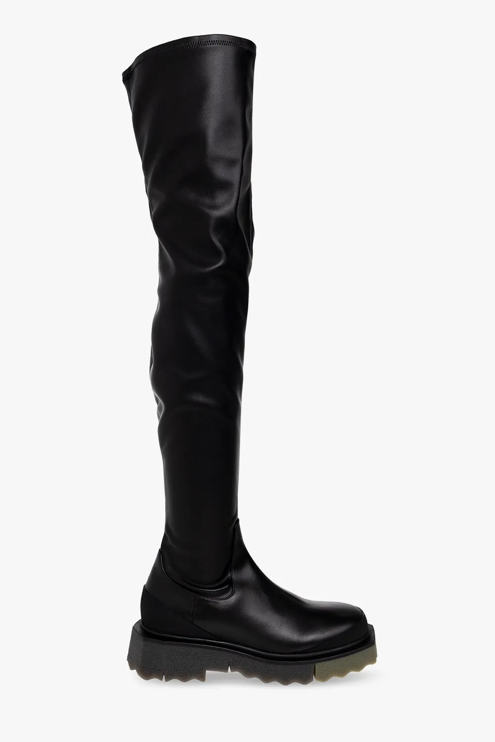 Off-White Round Toe Knee-Length Boots