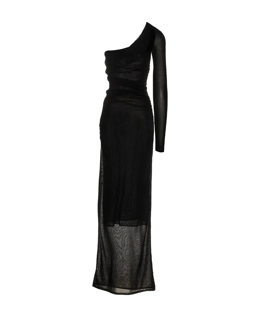 Saint Laurent One-Shoulder Draped Maxi Dress