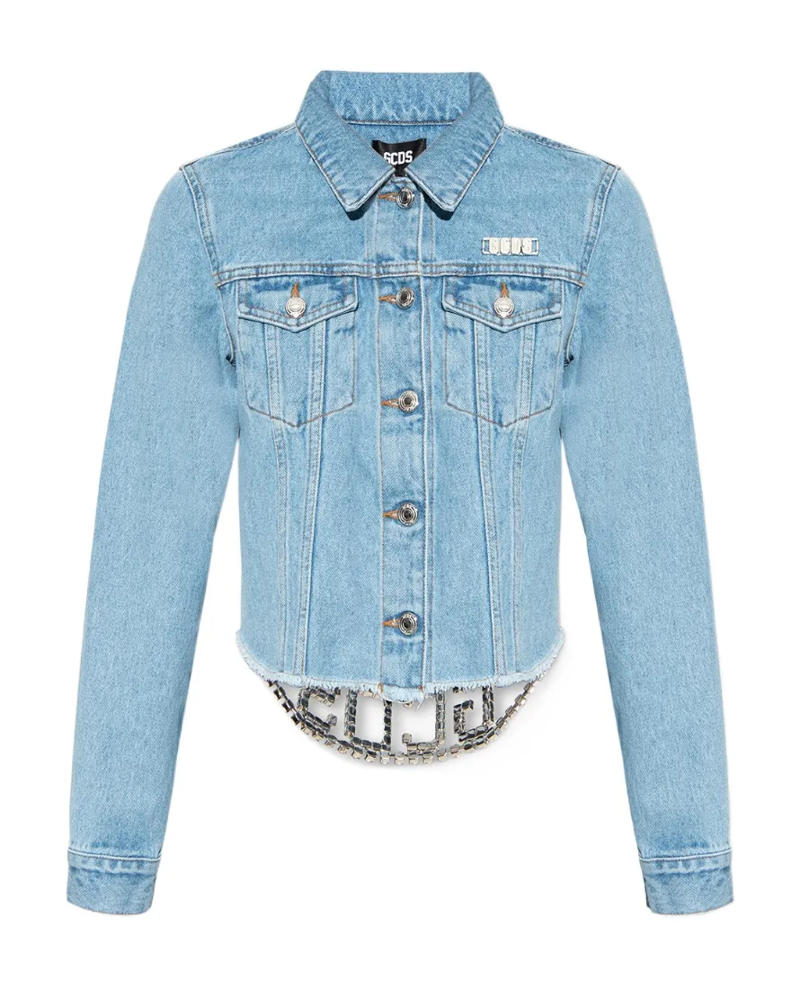 Logo-Plaque Cropped Denim Jacket