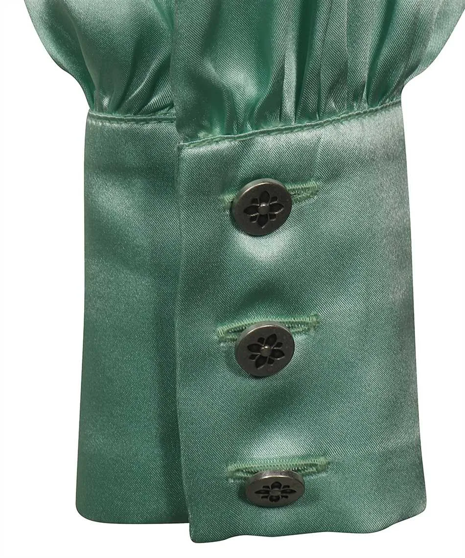 Ruffled Silk Cropped Shirt