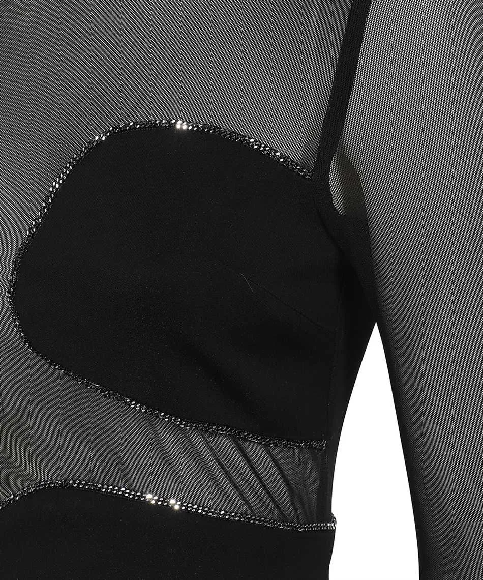 Mesh-Insert Embellished Party Dress
